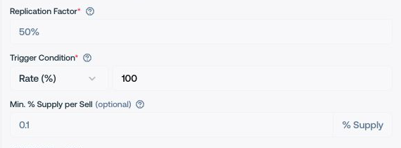 Auto-Sell trigger and amount fields