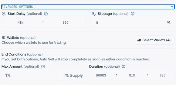 Auto-Sell advanced session controls