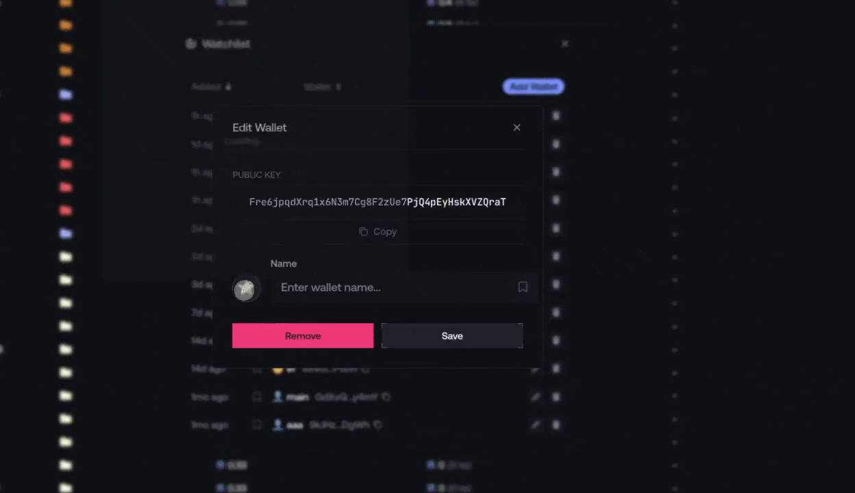 Real Edit Wallet panel in Tracker