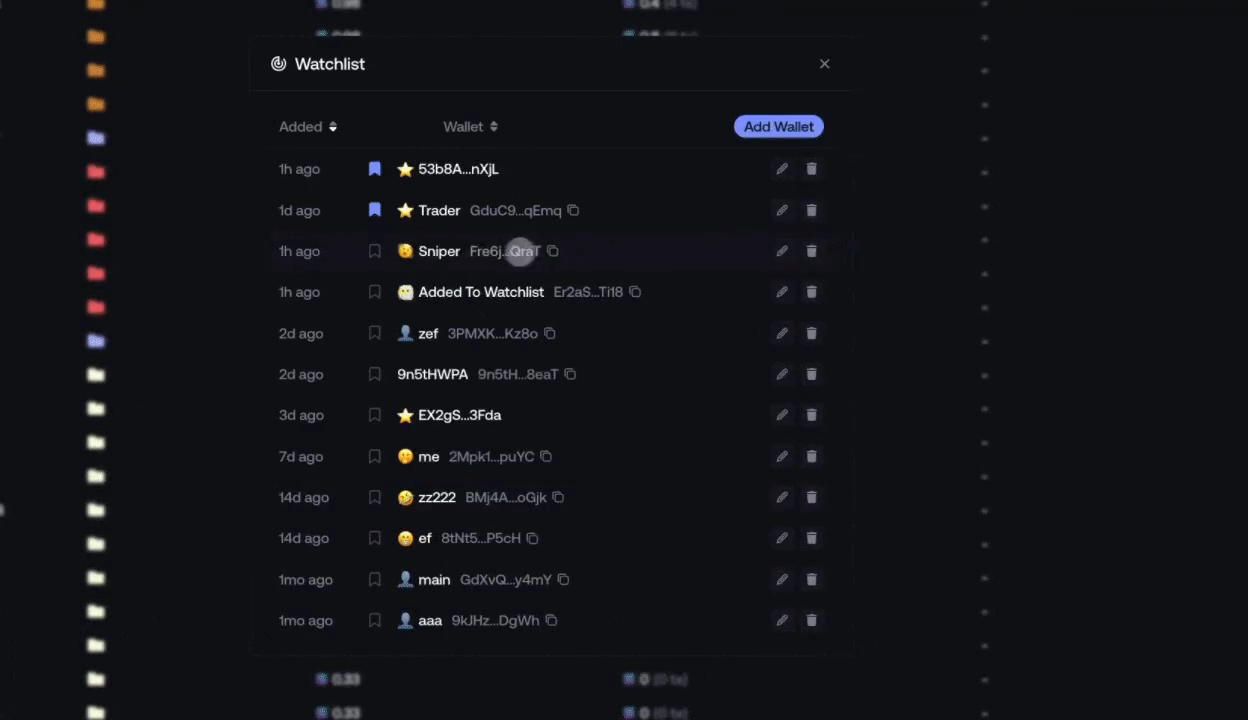 Real Tracker list with the Add Wallet entry point