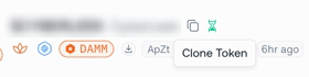 Clone control beside the token name on a Proxima Live launch