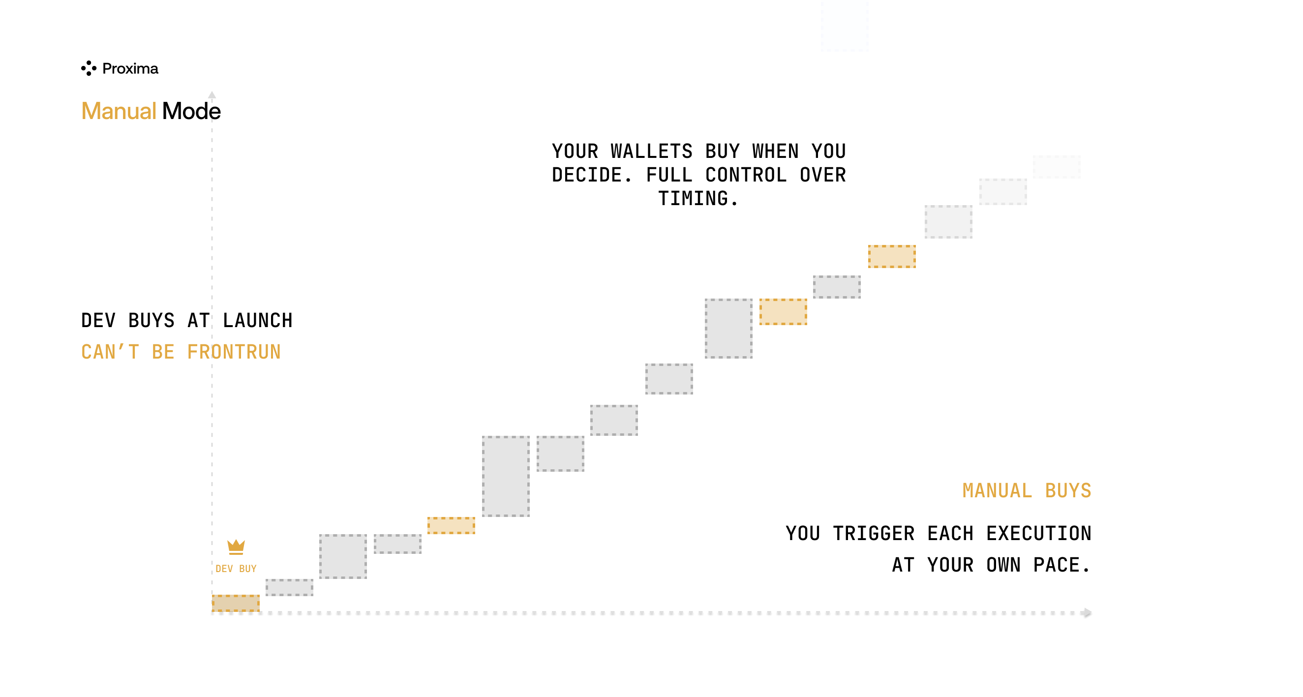 Manual execution diagram showing the developer buy and user-triggered holder buys