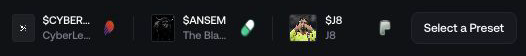 Preset selector in Proxima Launch Settings