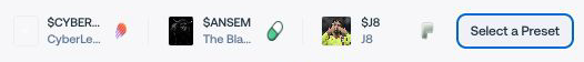 Preset selector in Proxima Launch Settings