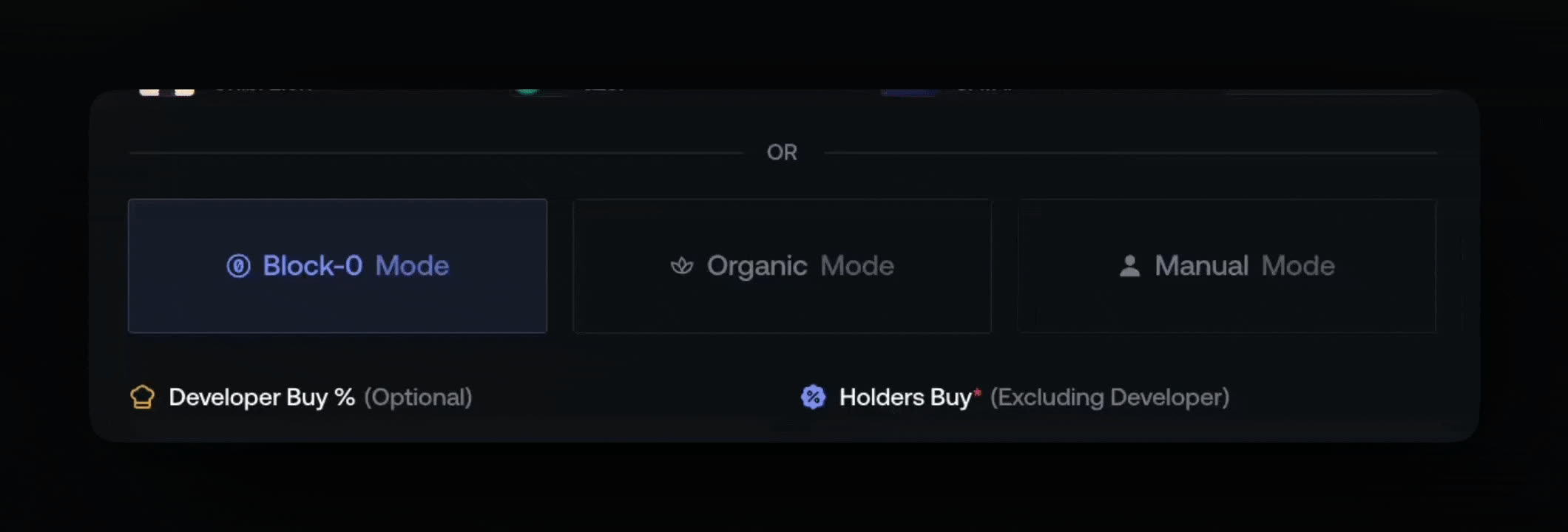 Launch mode selector in Proxima