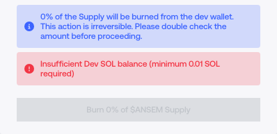 Burn confirmation controls