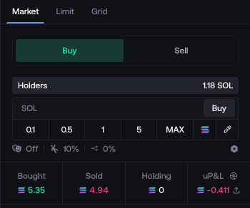 Market Buy controls in Proxima