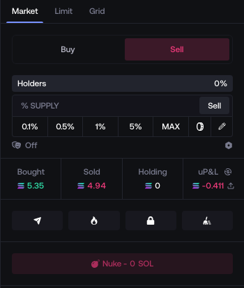 Manual Sell controls
