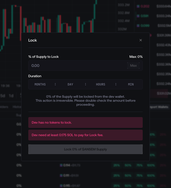 Lock Tokens configuration