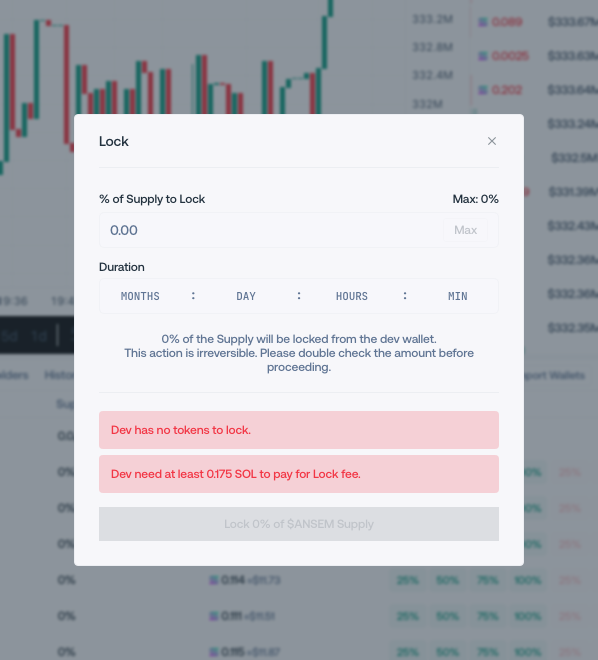 Lock Tokens configuration