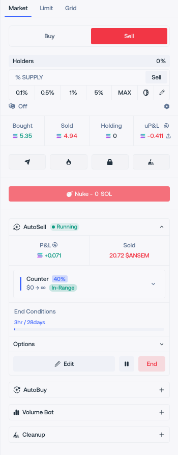 Live Workspace action panel containing the Liquidity Pool shortcut when supported