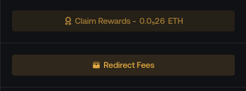 Real Claim Rewards and Redirect Fees controls in the Live Workspace