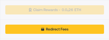 Real Claim Rewards and Redirect Fees controls in the Live Workspace