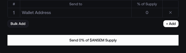 Send Tokens review and submit controls
