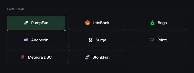 Select a launchpad in Proxima