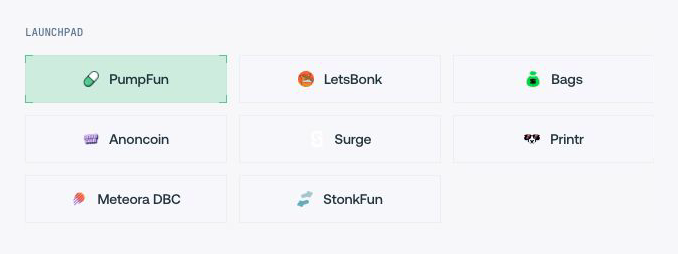 Select a launchpad in Proxima