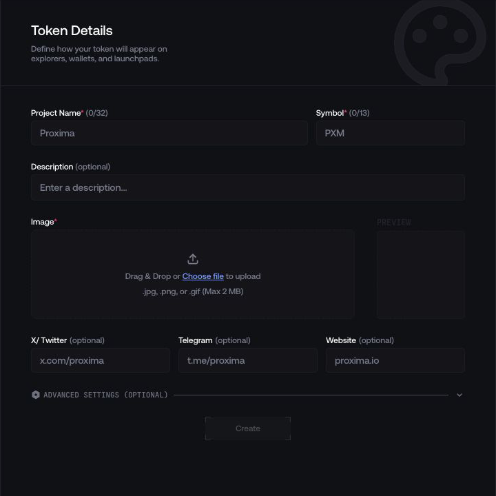 Token Metadata interface in Proxima