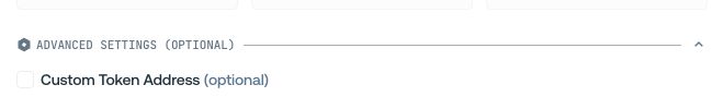 Expanded Advanced Settings with Custom Token Address