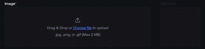 Token image upload and preview